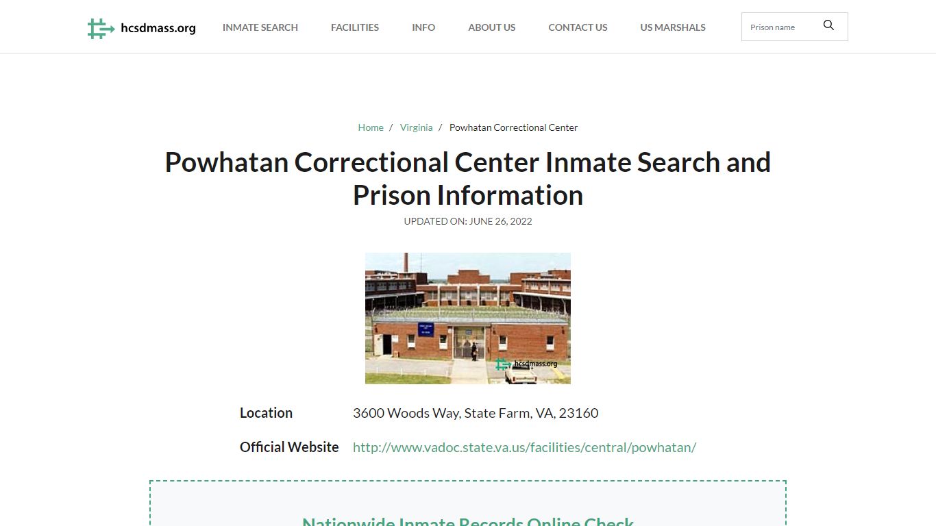 Powhatan Correctional Center Inmate Search, Visitation, Phone no ...