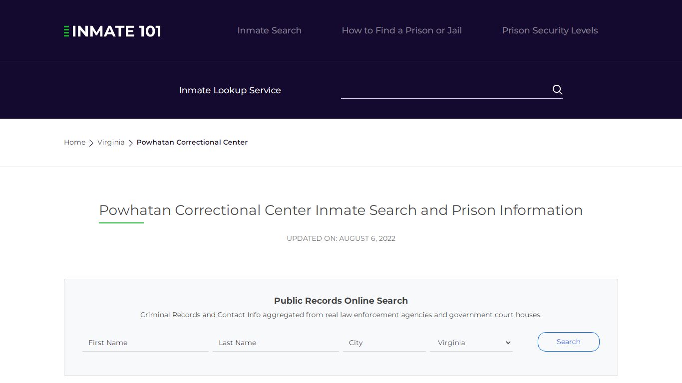 Powhatan Correctional Center Inmate Search, Visitation, Phone no ...